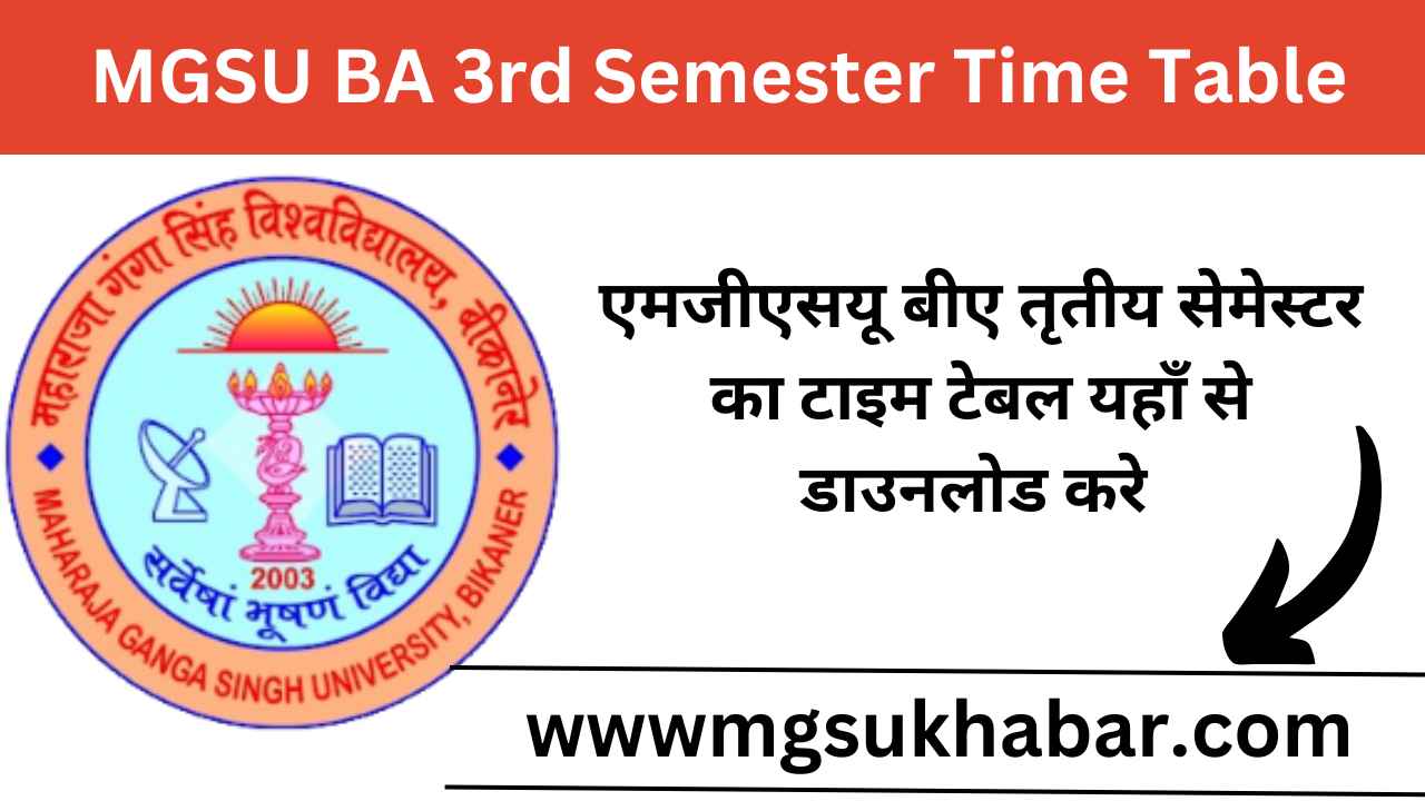 MGSU BA 3rd Semester Time Table 2025 Download LINK