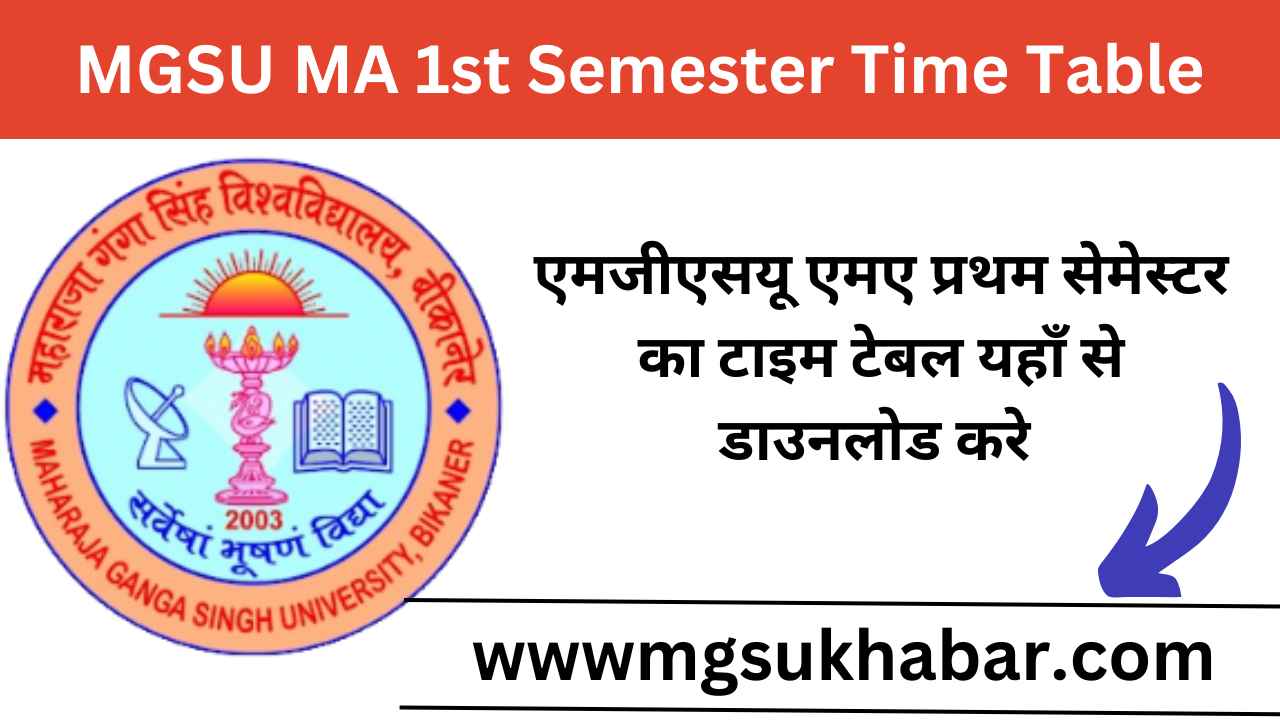 MGSU MA 1st Semester Time Table 2025 Download Link