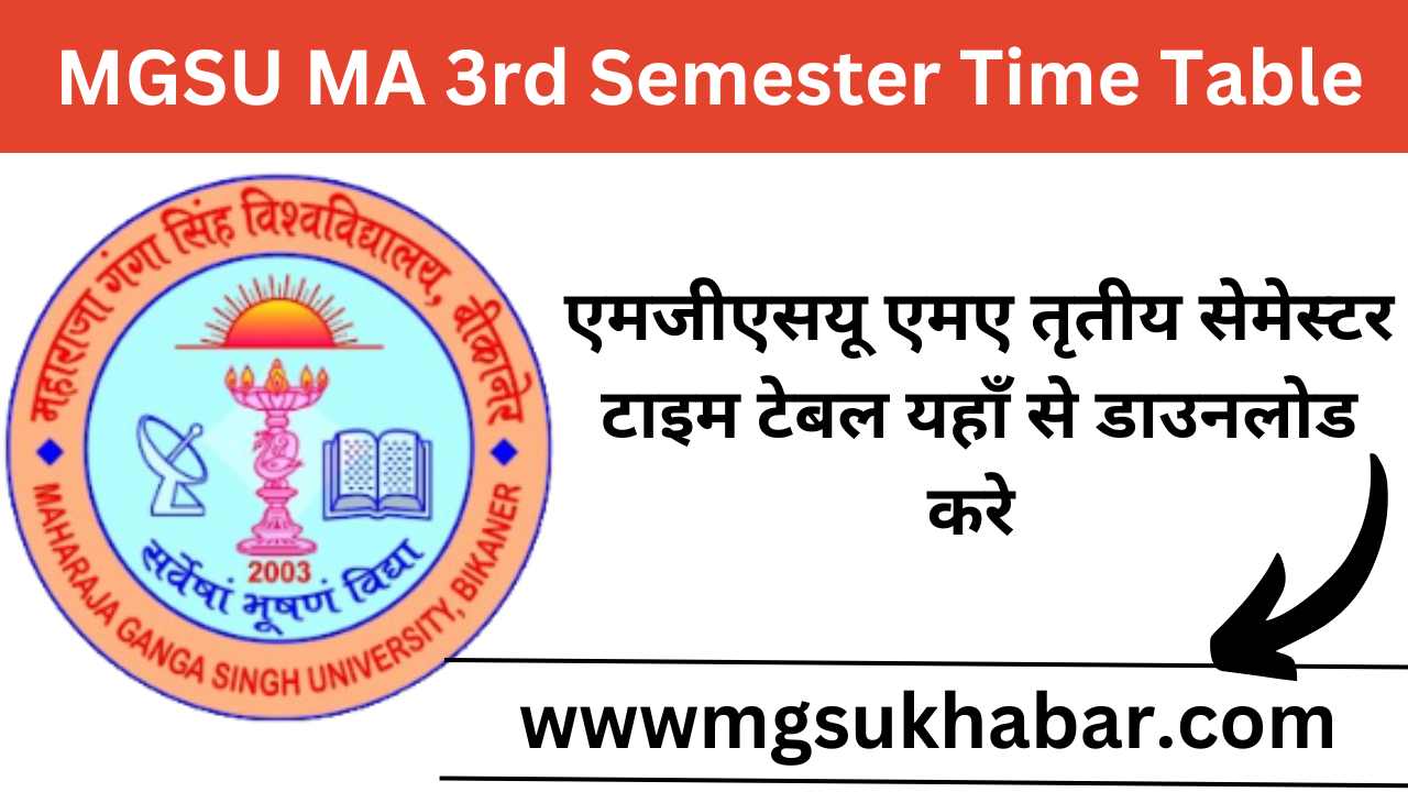 MGSU MA 3rd Semester Time Table 2025 Download LINK