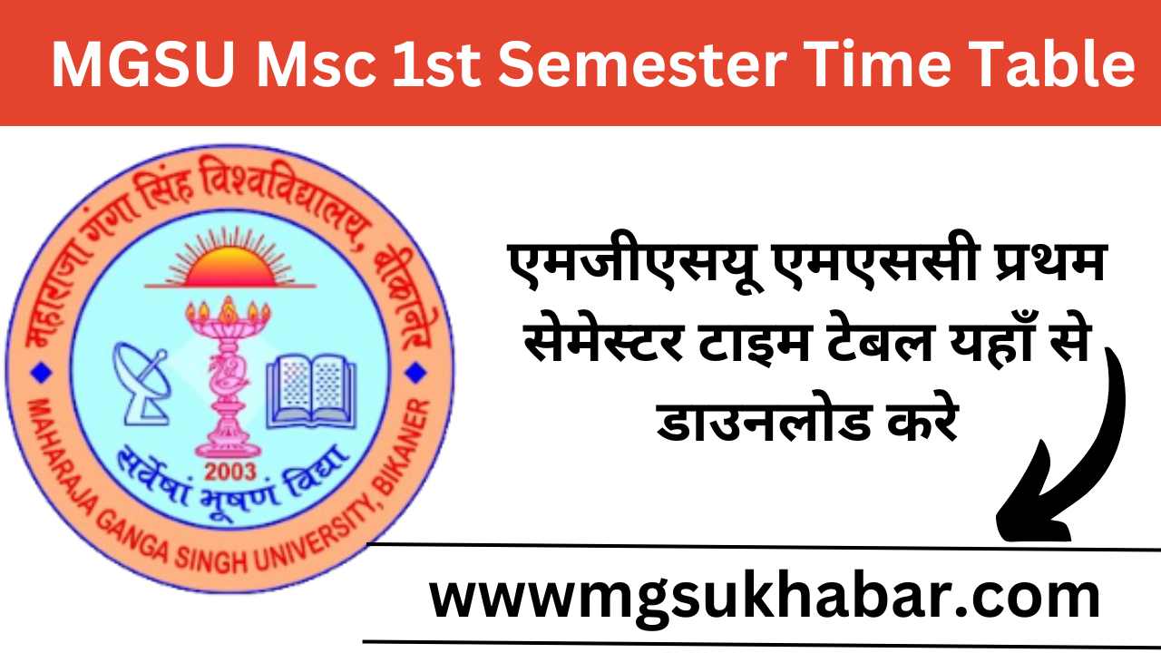 MGSU Msc 1st Semester Time Table 2025 Download LINK