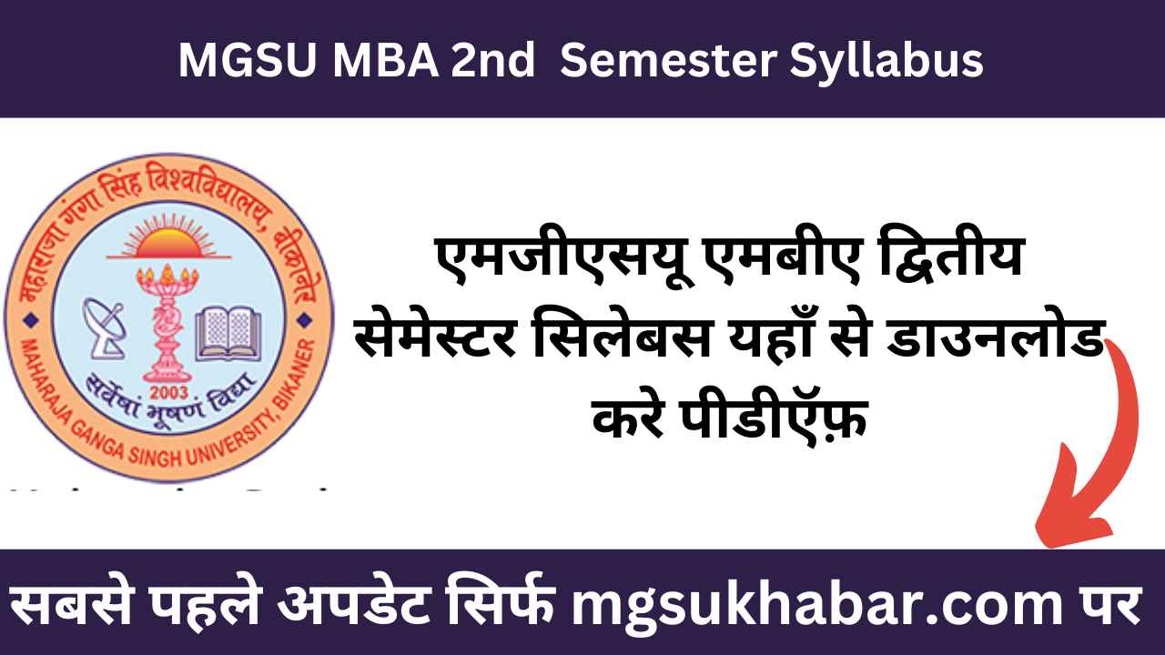 MGSU MBA 2nd Semester Syllabus 2025 Download Now PDF