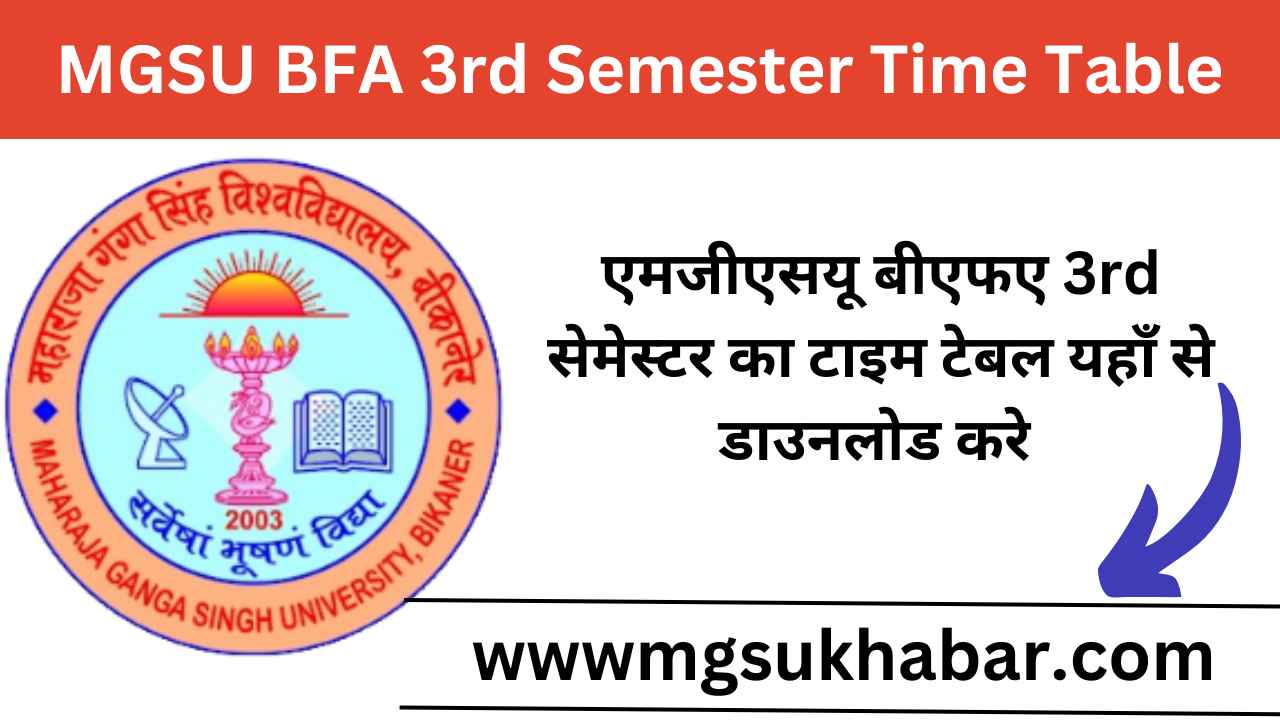 MGSU BFA 3rd Semester Time Table 2025 Download Now