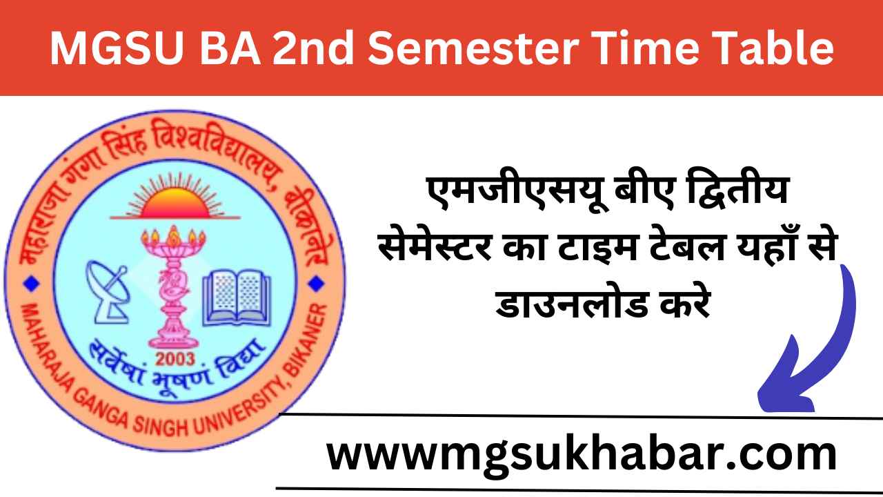 MGSU BA 2nd Semester Time Table 2025 Download Now