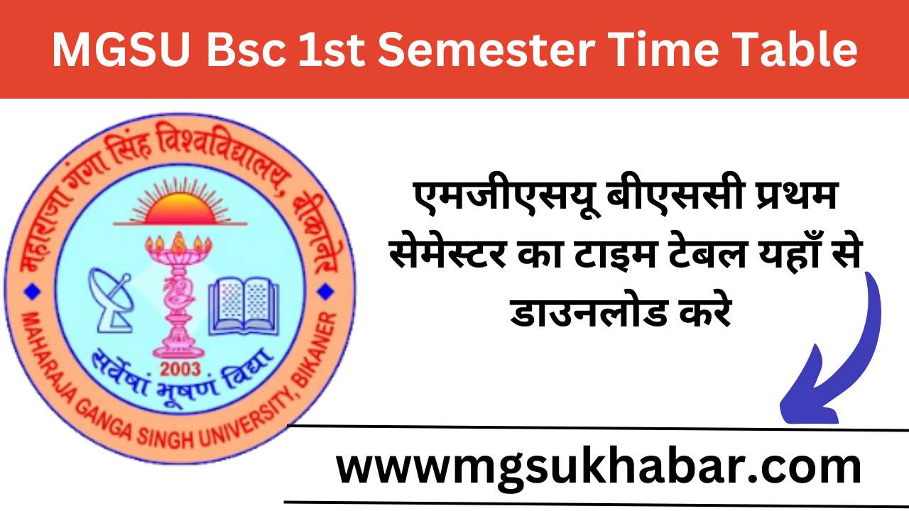 MGSU Bsc 1st Semester Time Table 2025 Download Now