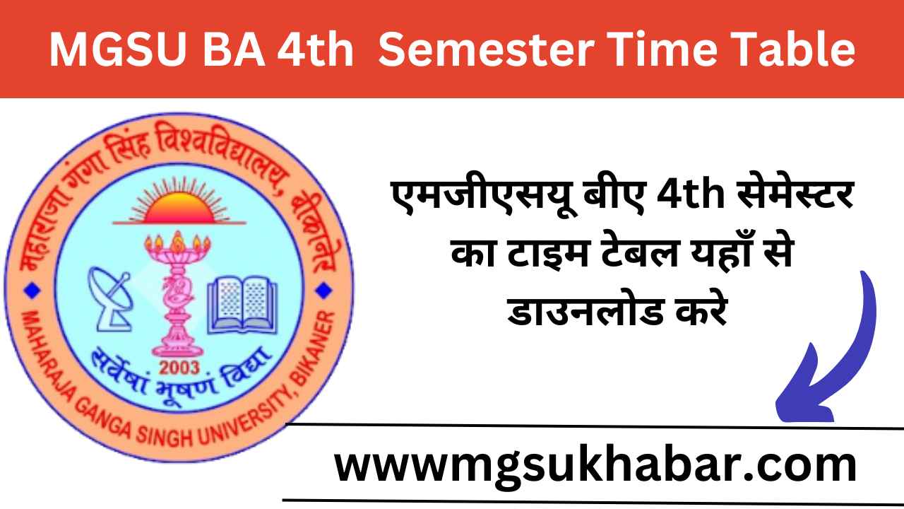 MGSU BA 4th Semester Time Table 2025 Download Now