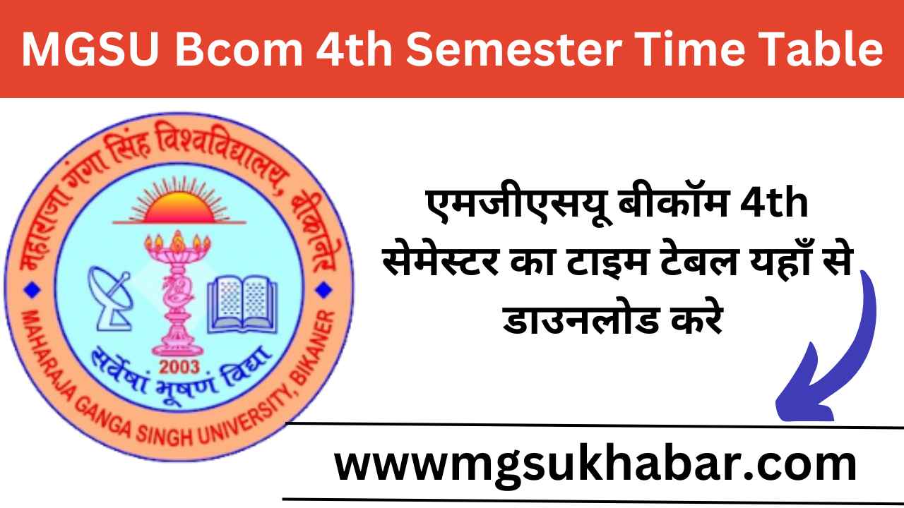 MGSU Bcom 4th Semester Time Table 2025 Download Now