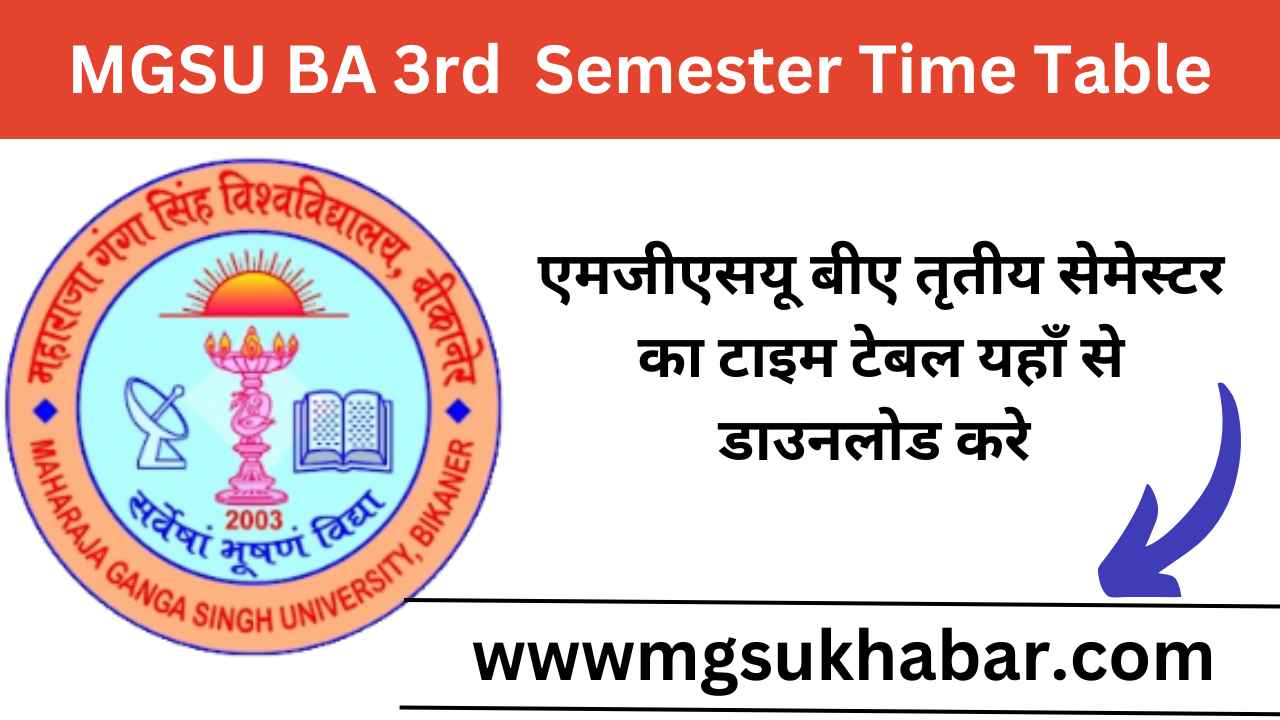 MGSU BA 3rd Semester Time Table 2025 Download Now