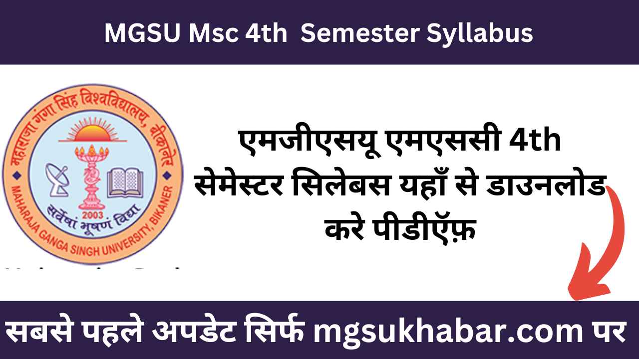 MGSU Msc 4th Semester Syllabus 2025 Download Now PDF