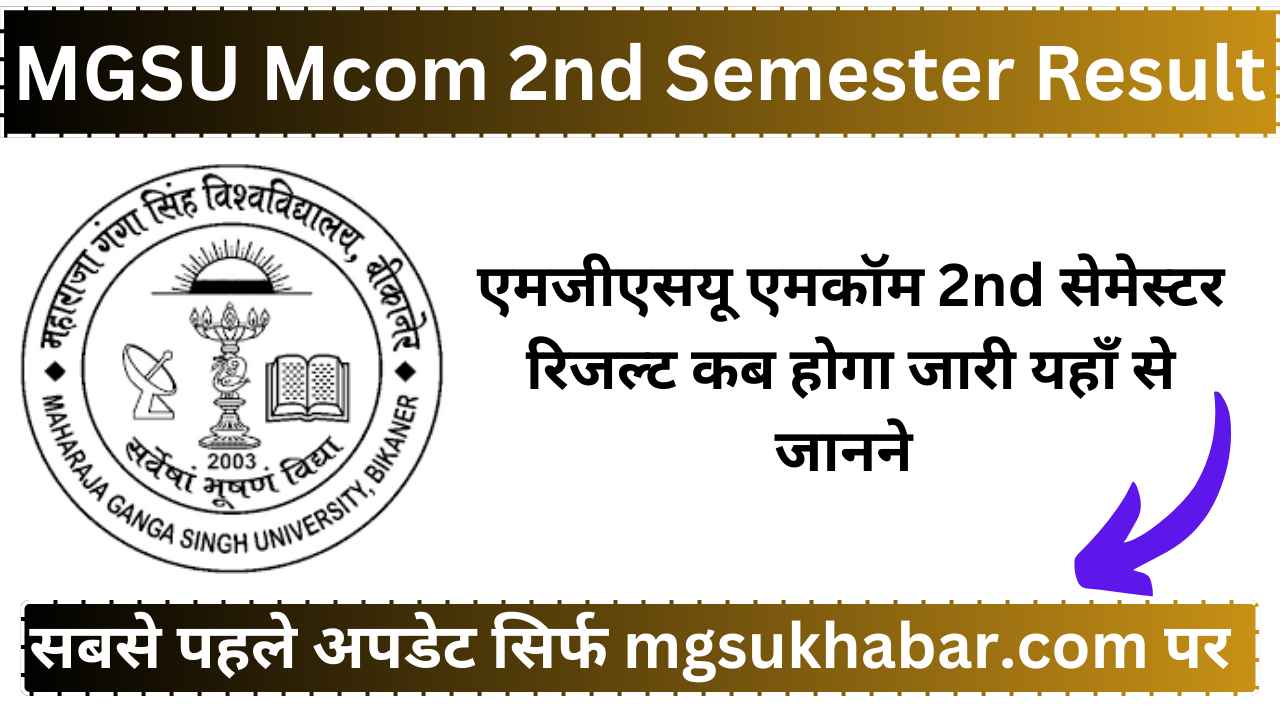 MGSU Mcom 2nd Semester Result 2025 Bikaner