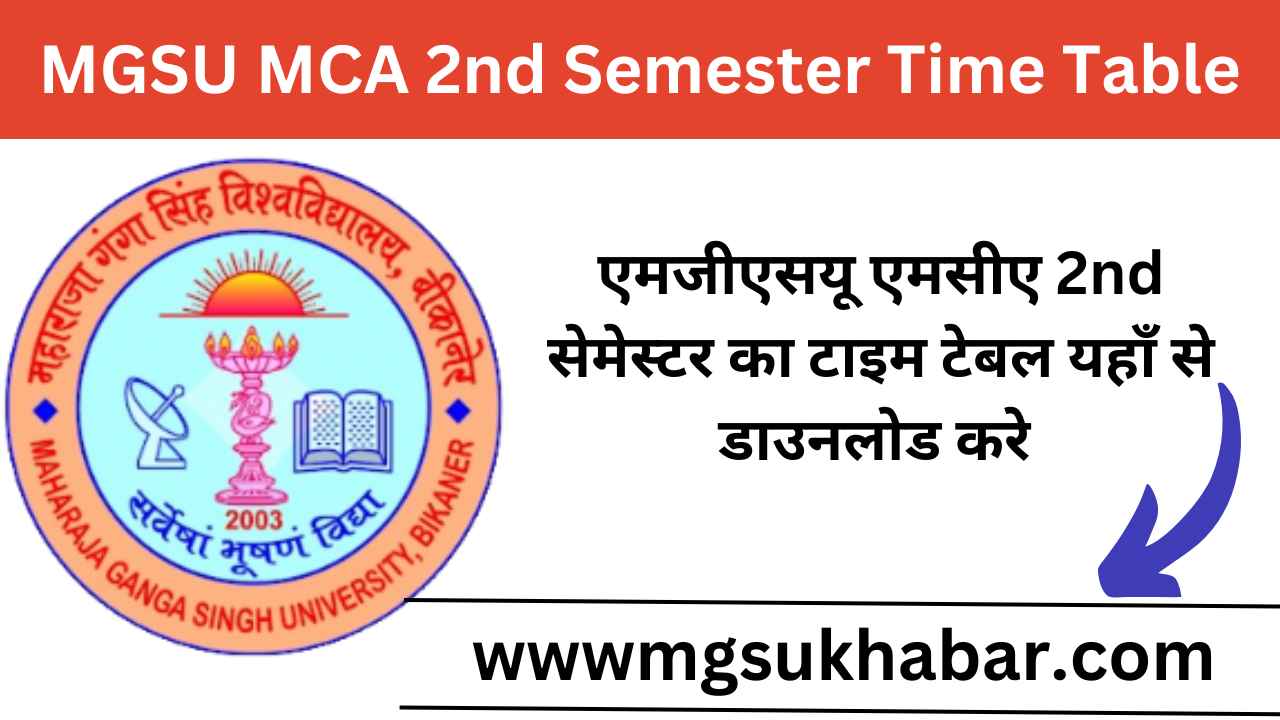 MGSU MCA 2nd Semester Time Table 2025