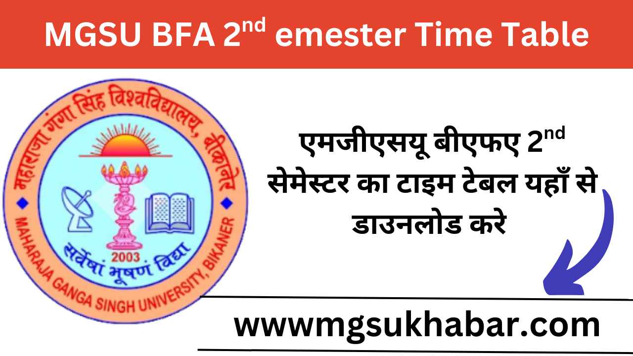MGSU BFA 2nd Semester Time Table 2025 Download Now